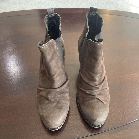Paul Green Munchin Women Chelsea Boots 6.5 Brown Heeled Slouchy Suede Leather 3” - Picture 3 of 12